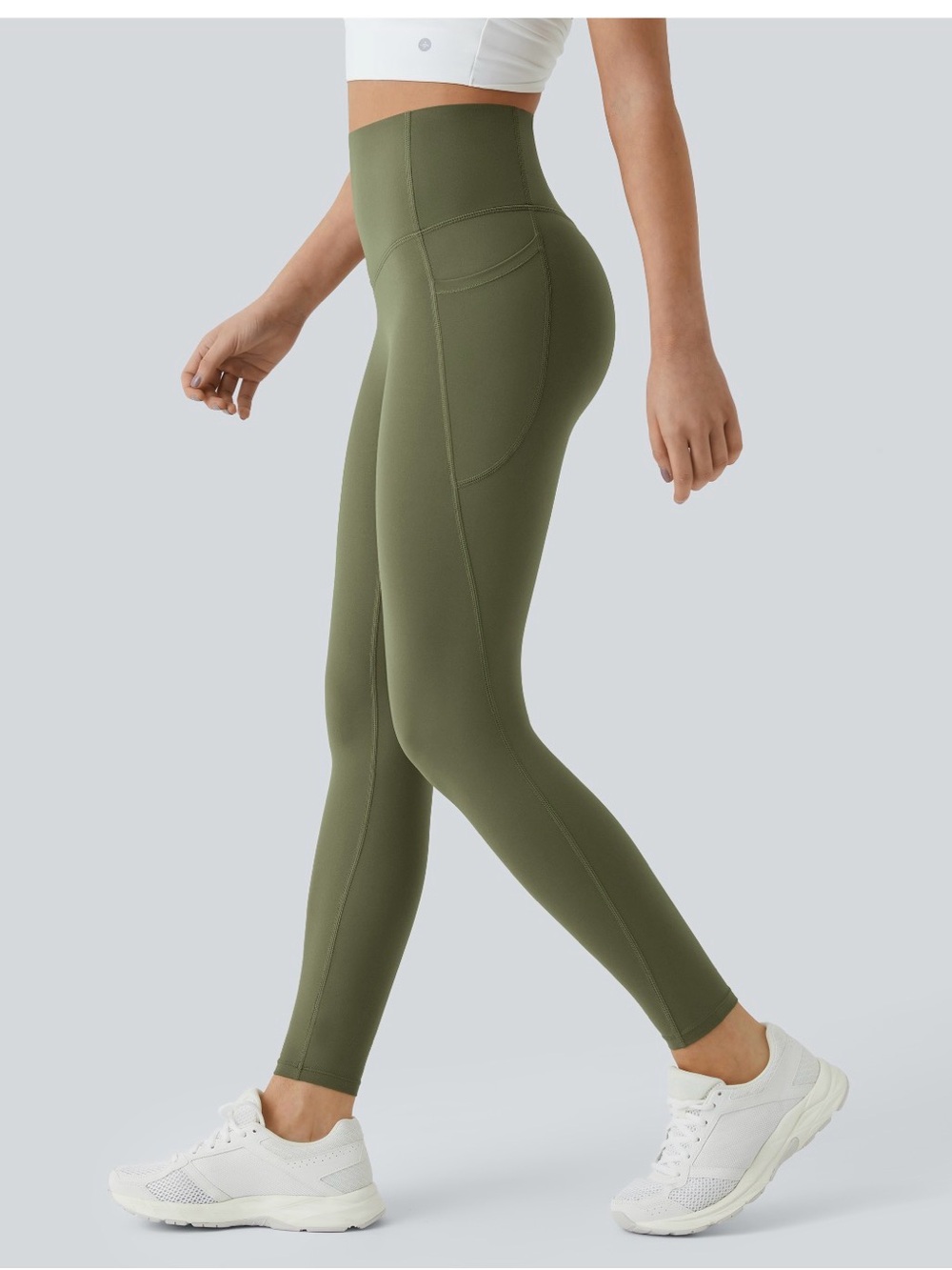 Halara UltraSculpt™ High Waisted Tummy Control Pocket Shaping Grass Grey Green